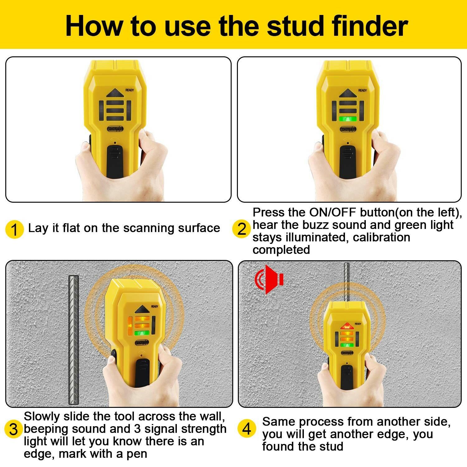 Stud Finder Wall Scanner Wood and Metal Detector Sensor for 3/4 inch Thickness