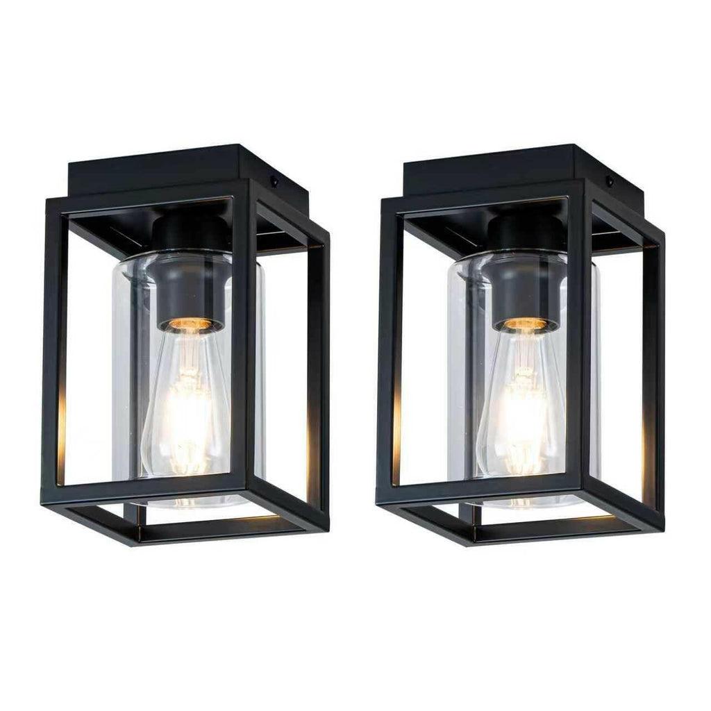 2 Pack Mayful Flush Mount Ceiling Light Fixture with Clear Glass Shade,