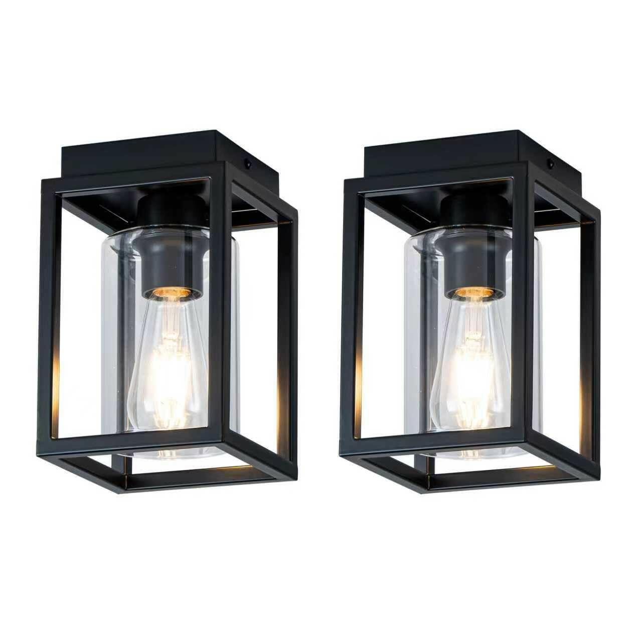 2 Pack Mayful Flush Mount Ceiling Light Fixture with Clear Glass Shade,