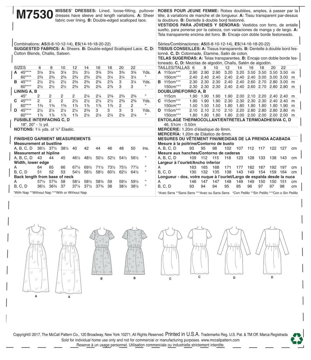 McCall's Patterns Misses' Gathered-Waist/Scoopneck Dresses