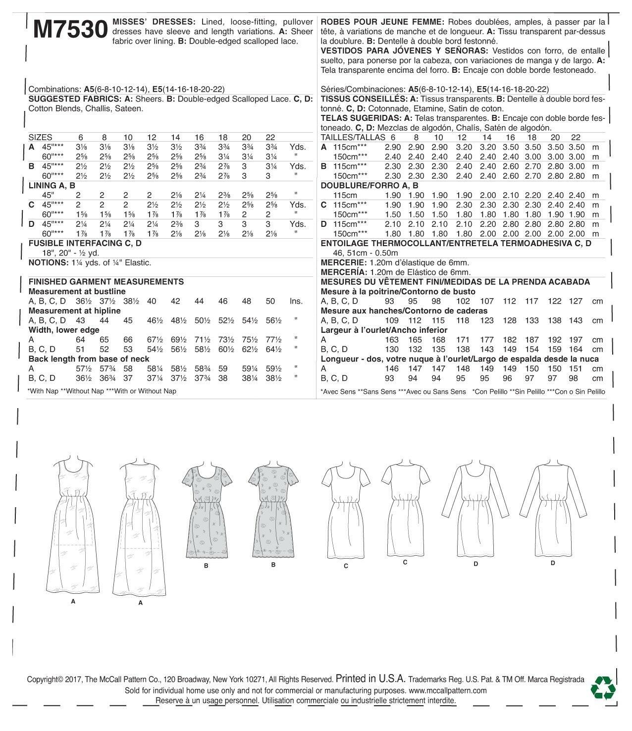 McCall's Patterns Misses' Gathered-Waist/Scoopneck Dresses