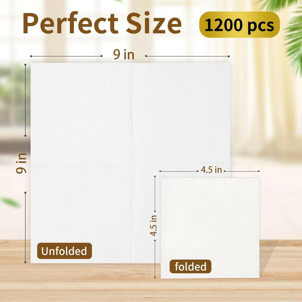 JOWLOT Cocktail Napkins - 1200 Count 2-Ply White Napkins Disposable, 4.5 x 4.5