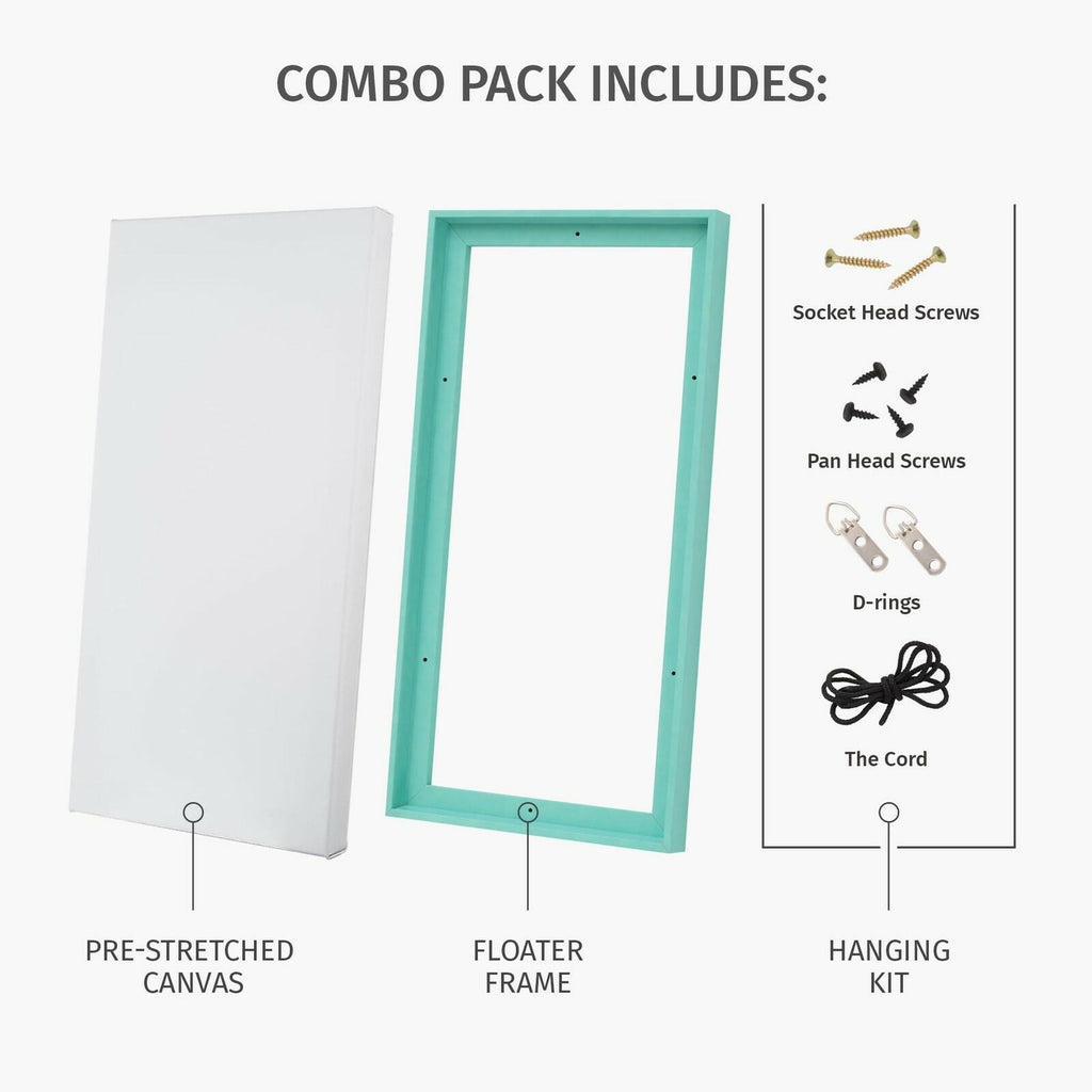 PIXY 30x40 Stretched Canvas & Floater Frame Distressed White 1.5" Landscape