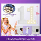 4FT Marquee Light Up Numbers Pre-Cut Frame Giant Marquee Numbers 5, Mosaic