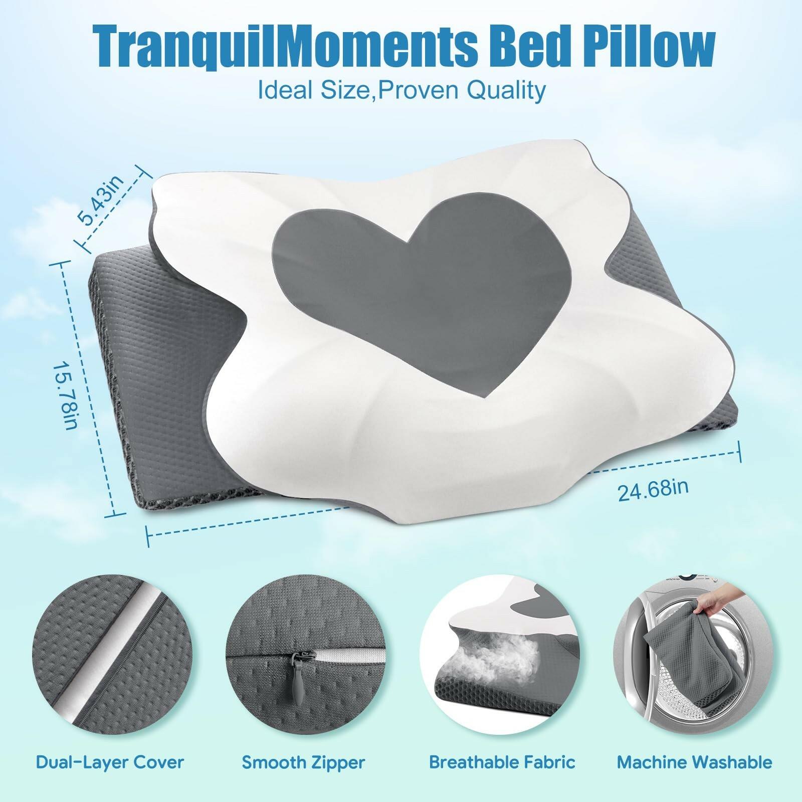 TranquilMoments Cervical Neck Pillow for Sleeping, Memory Foam Pillow for Neck