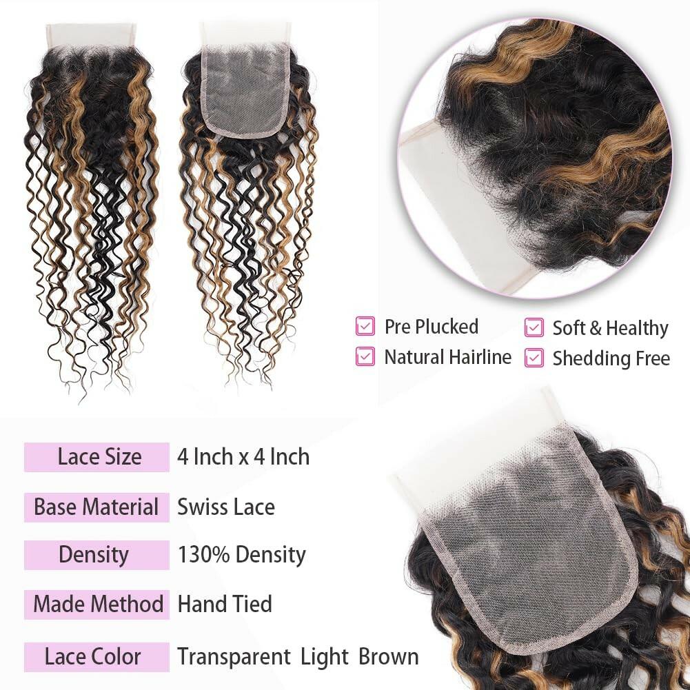 Highlight Water Curly Bundles Human Hair Honey Blonde Balayage Virgin Human Hair