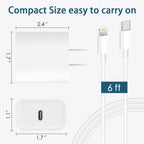 2 PACK CXX i Phone Charger Fast Charging, MFi Certified, 20W USB C Block with
