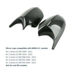 AtticZone Side Mirror Caps Covers Compatible with BMW E90 E91 2008-2011, E92 E93 E81 E82 E87 E88 LCI Door Rear View Mirror Cap Replacement for 328i 335i, Horn-style, Carbon Fiber Pattern