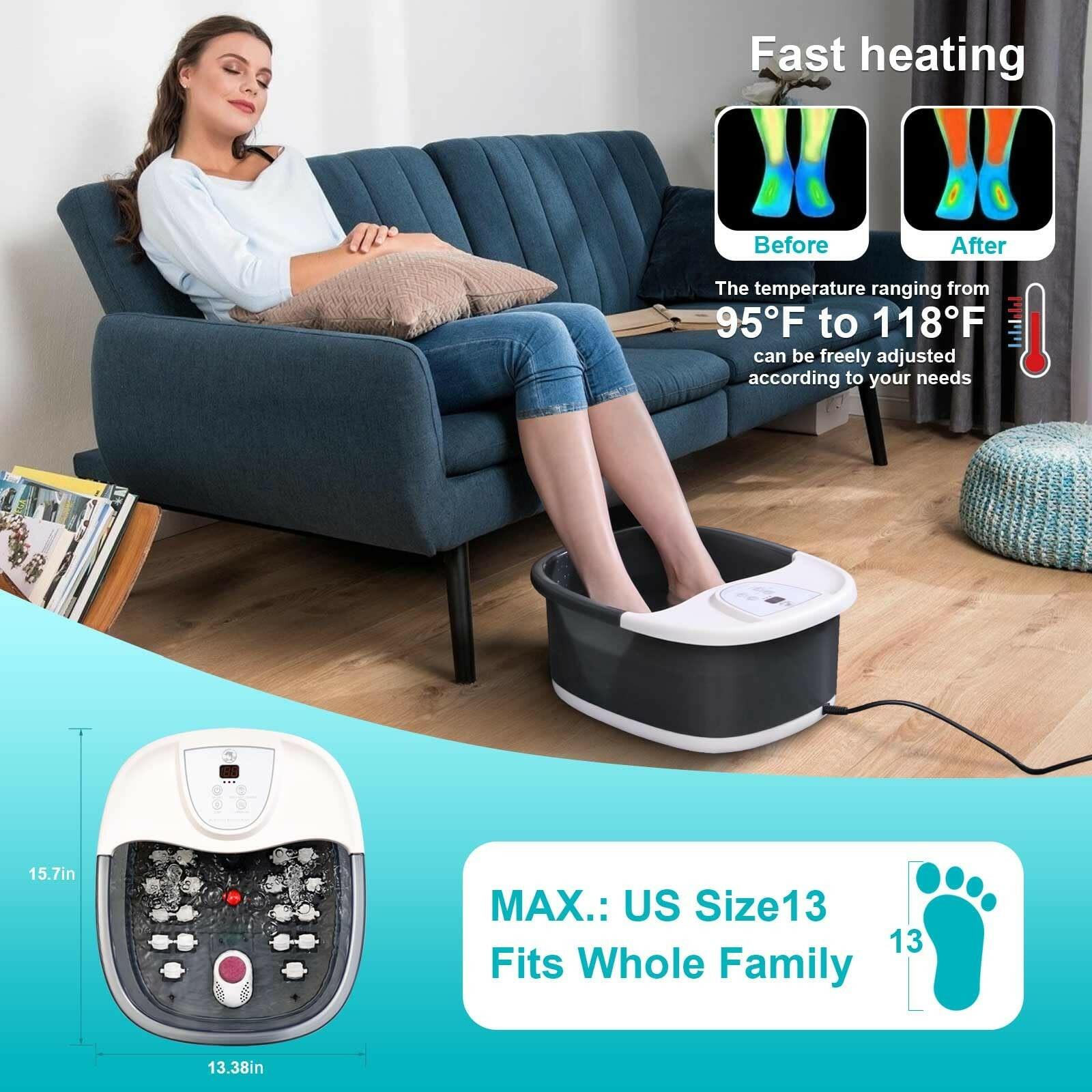 ECARBME Foot Spa Bath Massager with Heat, Foot Bath with 22 Massage Rollers,