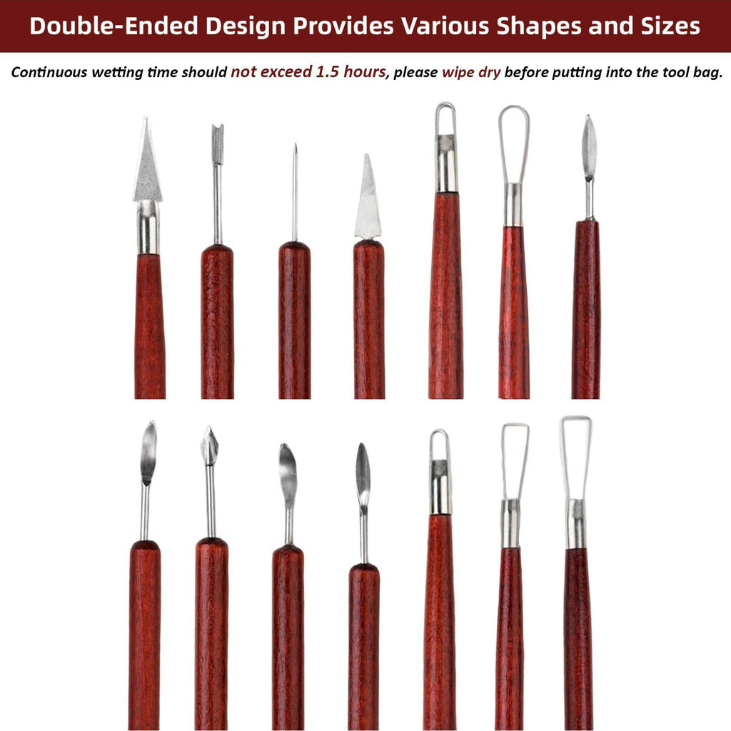 Blisstime 18PCS Clay Sculpting Tools, Basic Clay Pottery Carving Tool Kit with