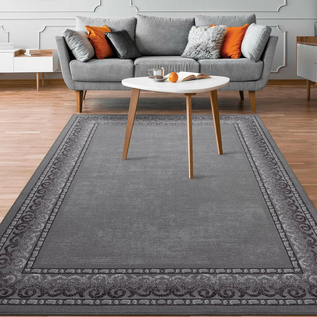 Grey Antep Rugs Alfombras Bordered Modern 3x5 Non-Slip (Non-Skid) Low Pile