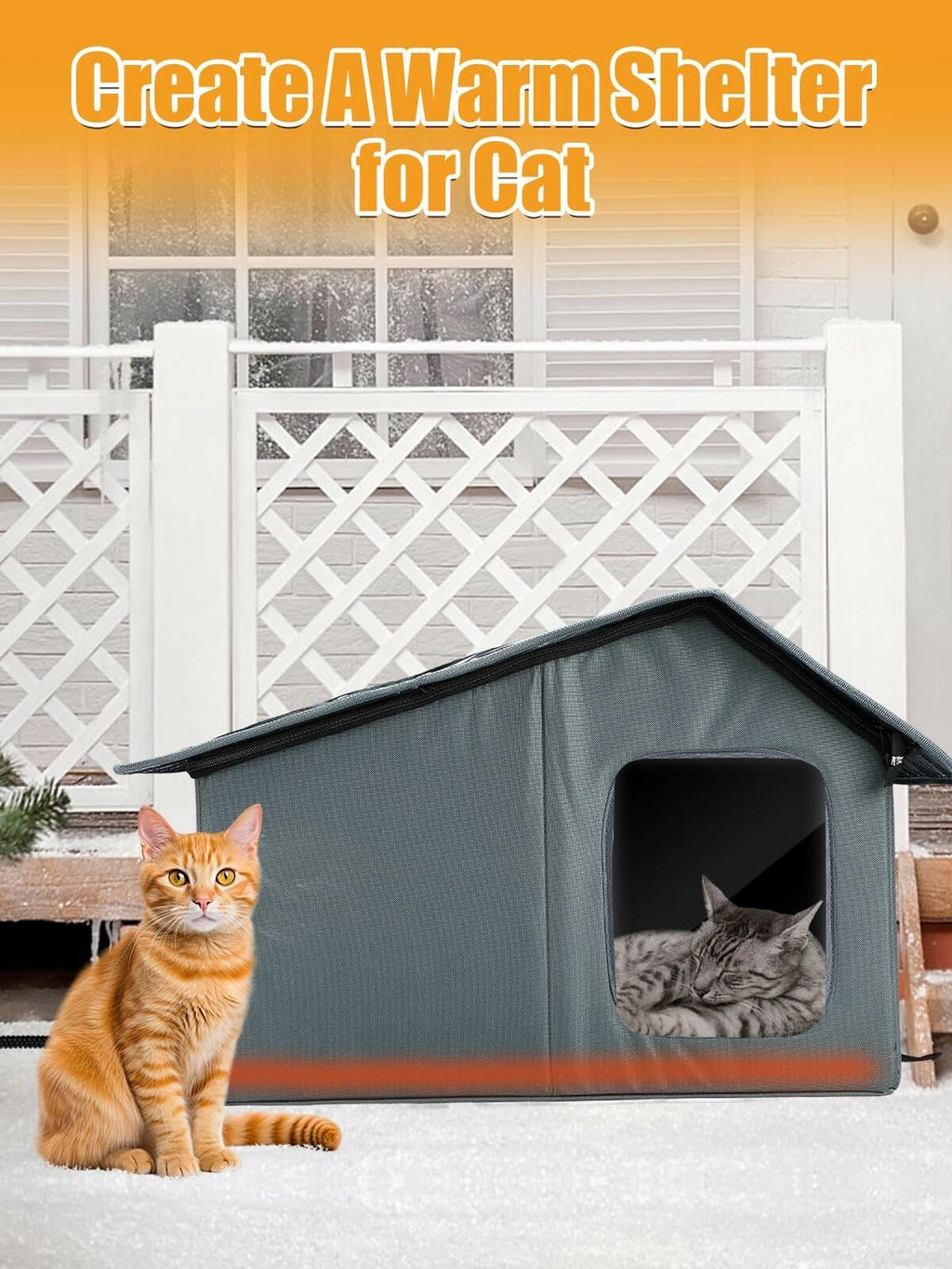 OPEN BOX Medium Weatherproof Heated Cat Houses for Outdoor Cats - Insulated Cat