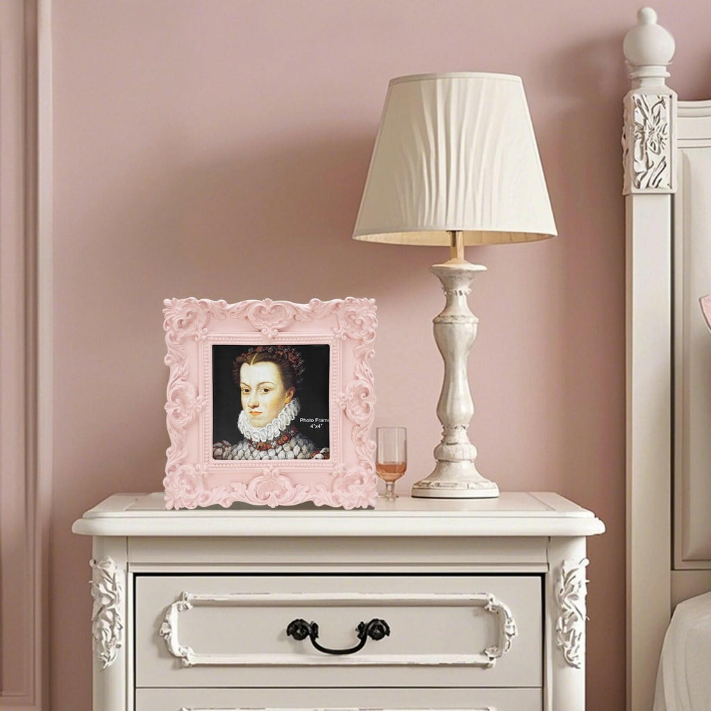 Desklens Pink Picture Frame 4X4- Decorative Photo Frames Tabletop Wall Decor for