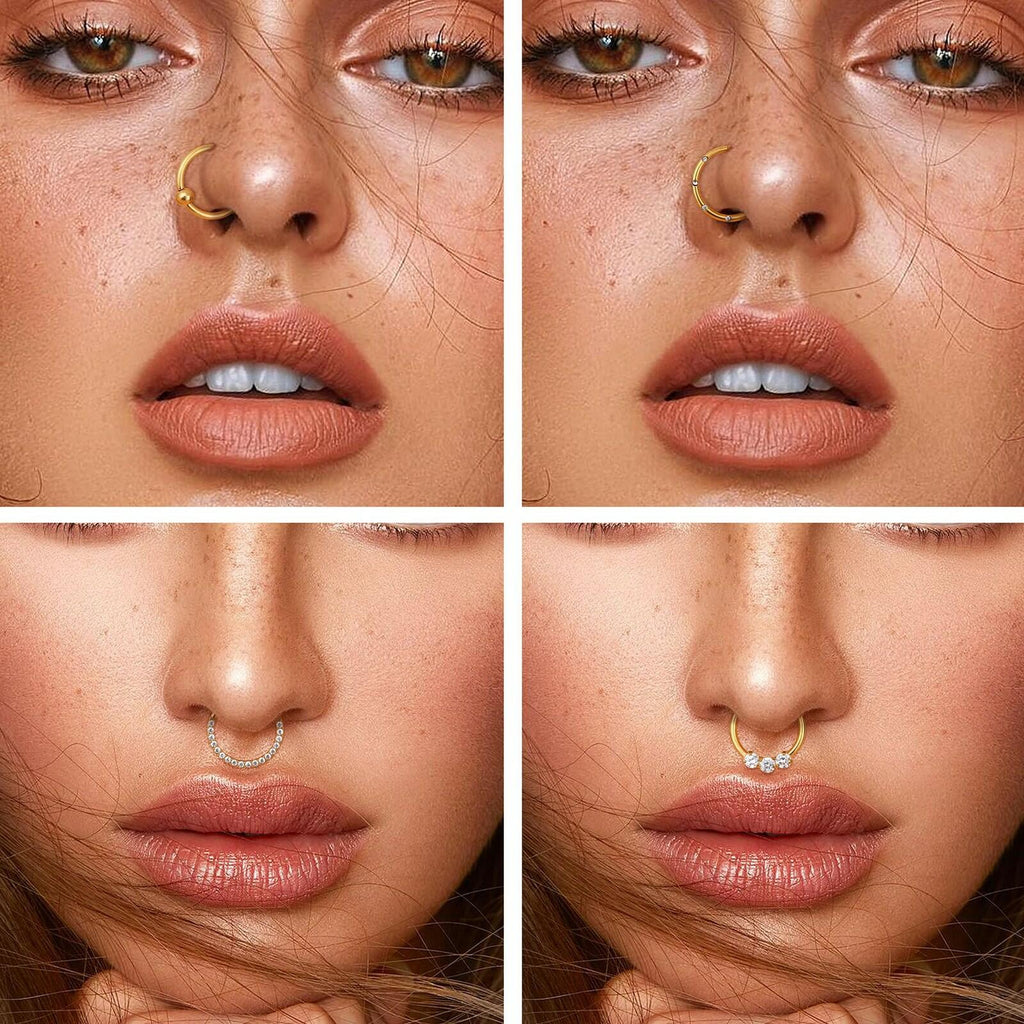 YADOCA Septum Nose Rings for Women Men - Gold Septum Rings 16G 18G Nose Ring