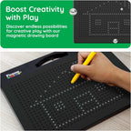 PicassoTiles Magnetic Drawing Board 748 Beads Pad Large 12x10 Inch STEM Writing