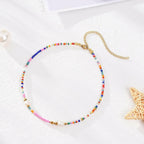 Wellike Freshwater Pearl Beaded Necklace for Women Handmade Boho Colorful Glass