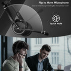 Upgrade ANC & ENC Headset with Microphone for PC, Wireless Headset with Mic for