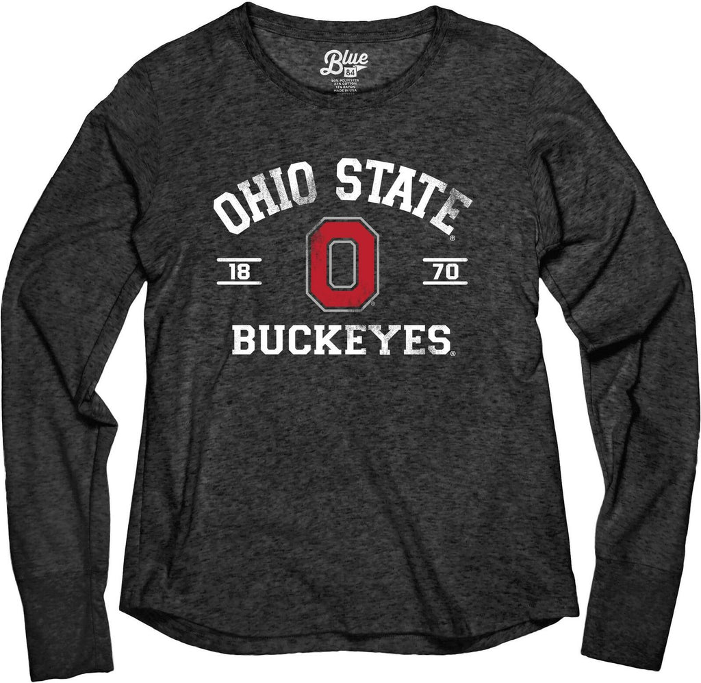 X-Large Blue 84 Women's Ohio State Buckeyes Long Sleeve T Shirt Tri-Blend