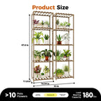 2 PCS Bamworld Plant Stands with Grow Lights Tall Plant Shelves for Mutiple Pots