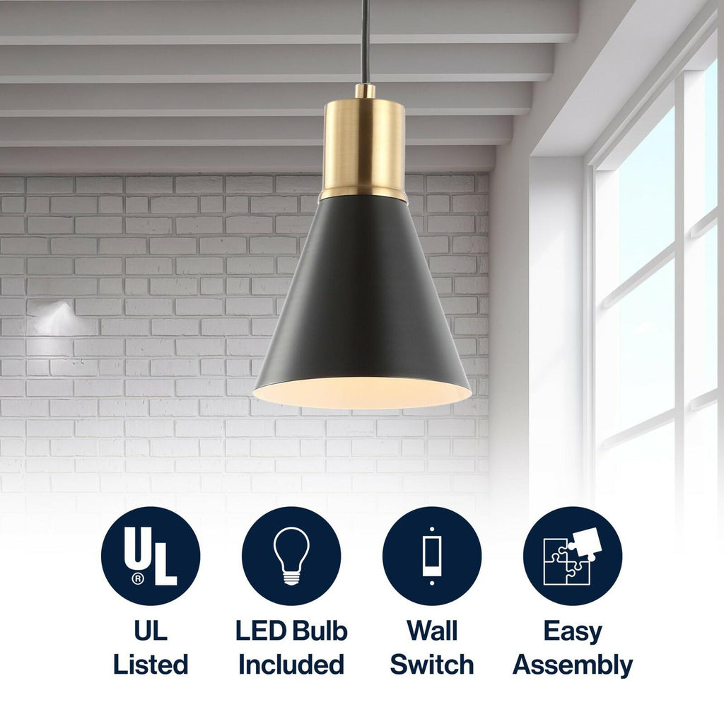 JONATHAN Y Apollo 6" Metal LED Pendant Contemporary Dimmable Adjustable JYL6131A