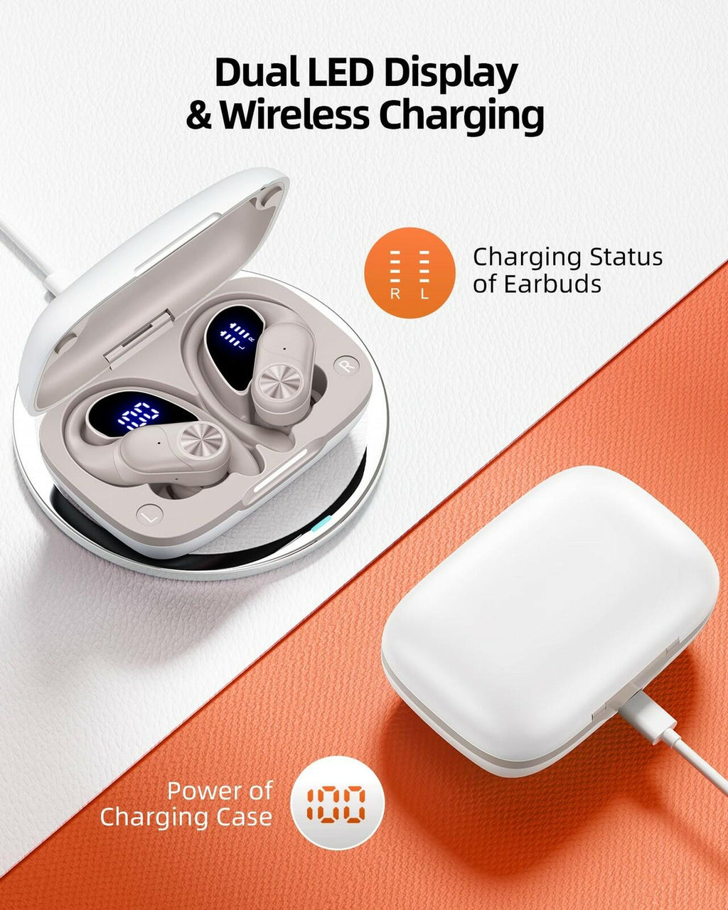 PocBuds Bluetooth Headphones Wireless Earbuds 80hrs Playtime Wireless Charging
