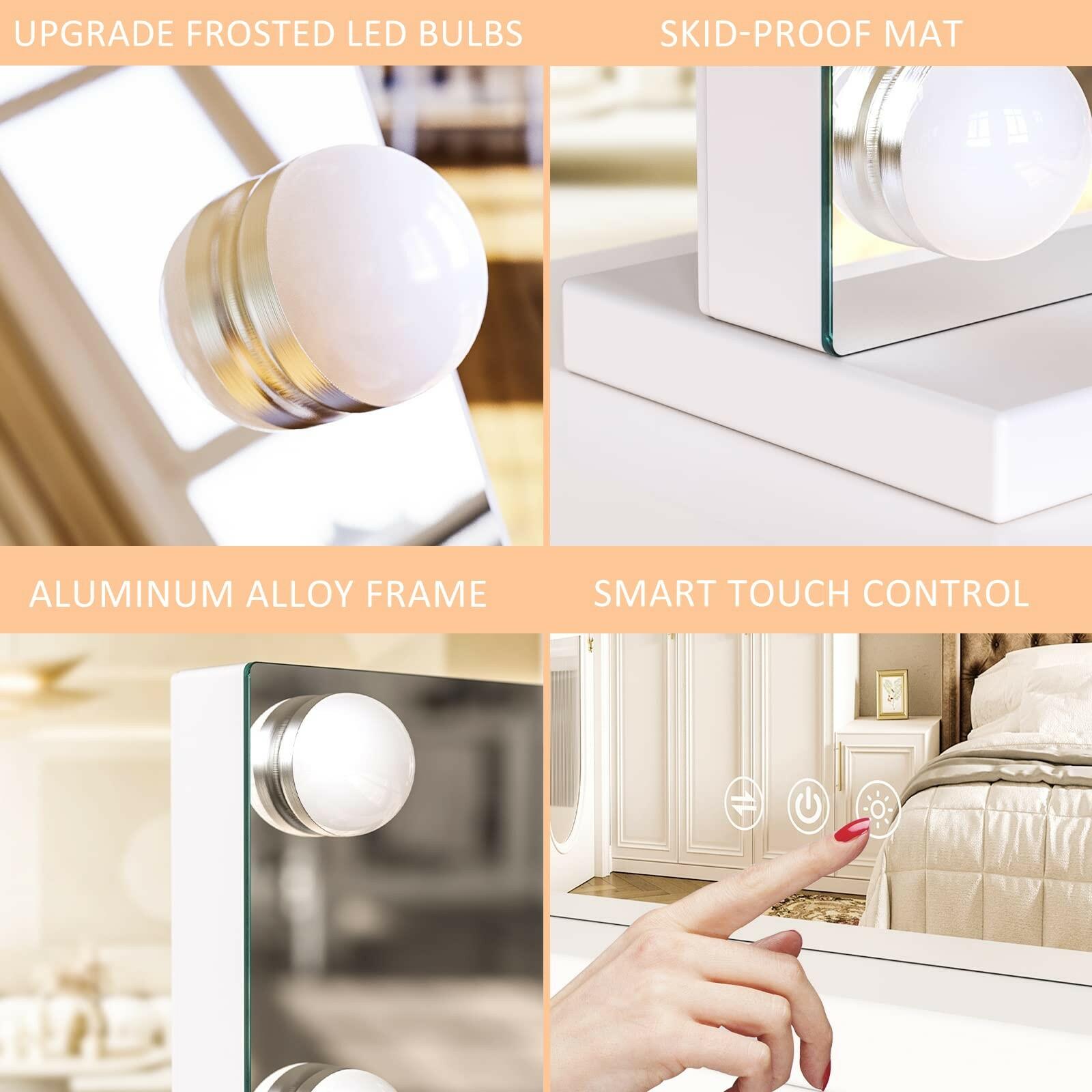 Gvnkvn Vanity Mirror with Lights 24x18 Inch, Lighted Makeup Mirror with 15