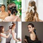 Large Pearl Rhinestone Hair Bow Clips- Full Sparkling Pearls with Crystal Stone