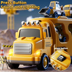 KIZONLY Construction Trucks Toys for 2 3 4 5 Years Old Boys - 5-in-1 Carrier
