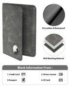 Stouchi AirTag Passport Wallet, Grey, Unisex, Faux Leather, RFID Blocking,