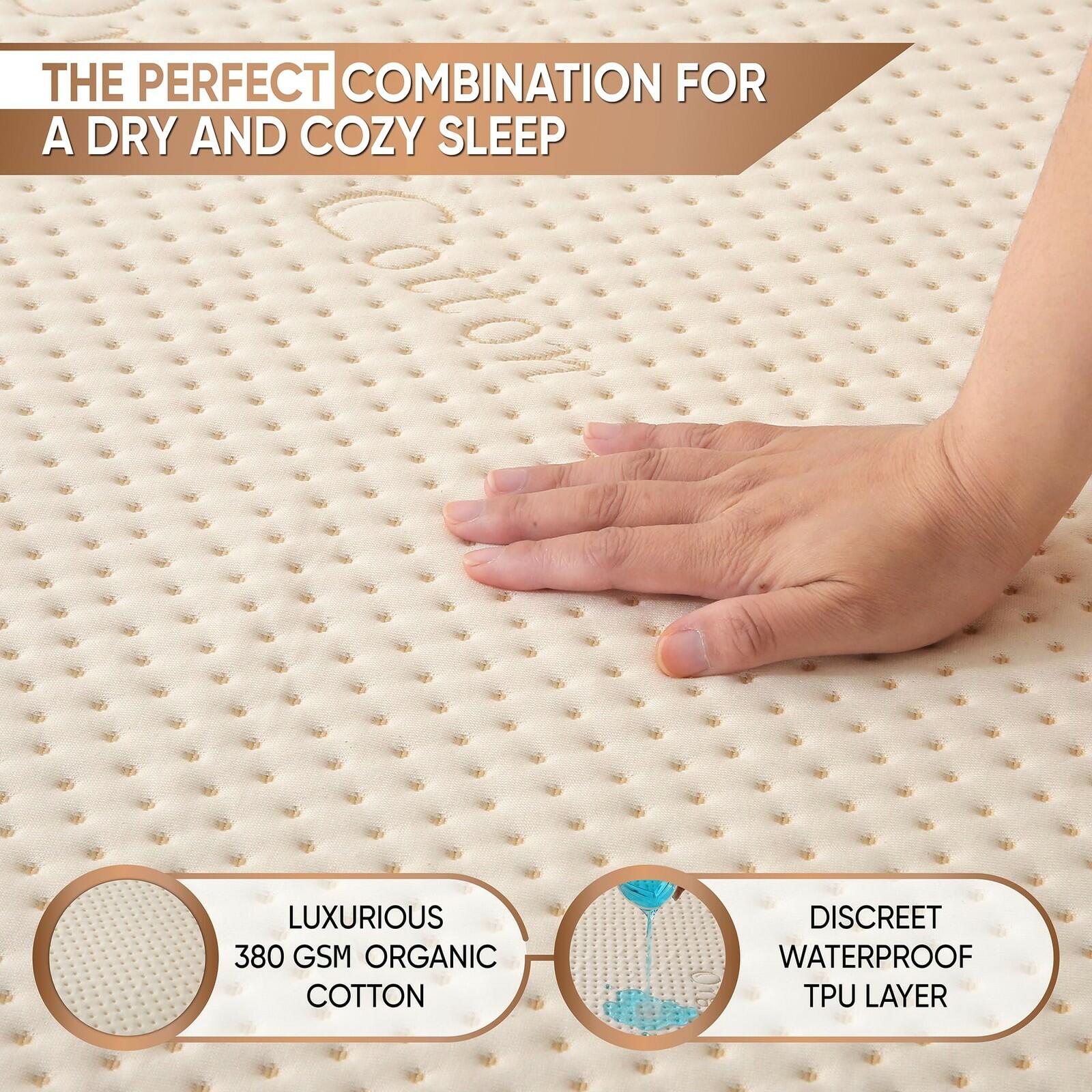 Luxury Waterproof Organic Mattress Protector Full Size - Organic Cotton