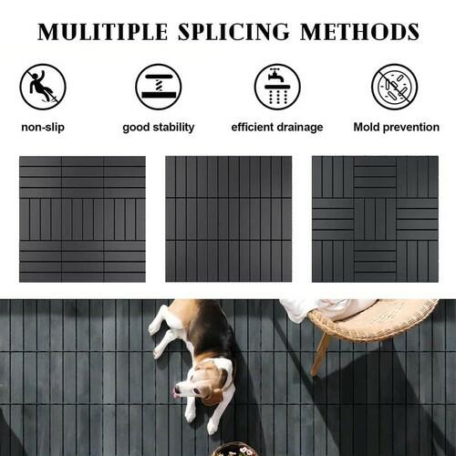 42 Pack Interlocking Deck Tiles, 12"x12"x0.8" Plastic Patio Flooring Outdoor