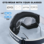 findway Ski Goggles OTG - Over Glasses Snow/Snowboard Goggles for Men, Women &