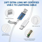 iPhone Fast Charger, [Apple Certified] 2Pack 10FT Extra Long Fast Charging USB C