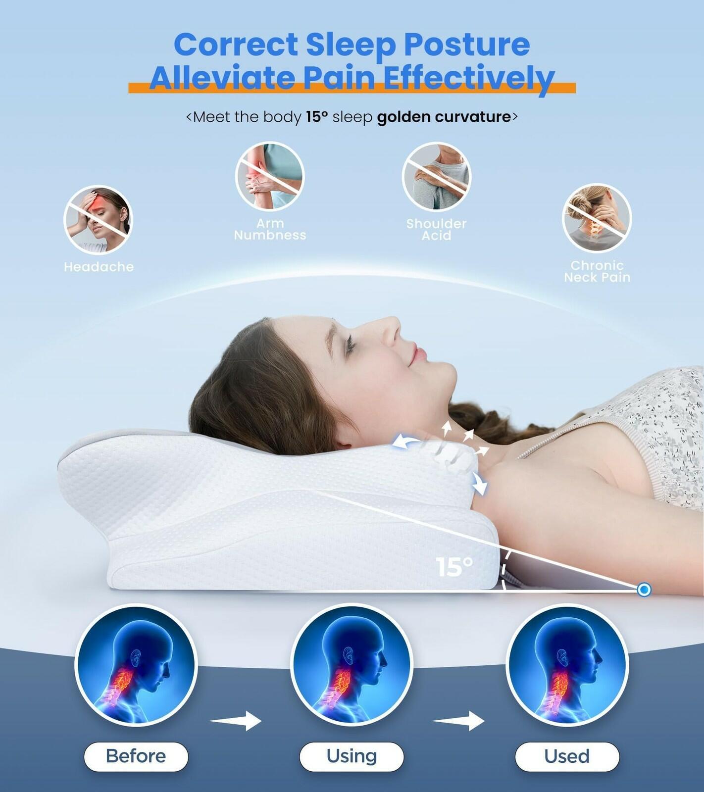 Ultra Pain Relief Cooling Pillow for Neck Support, Adjustable Cervical Pillow