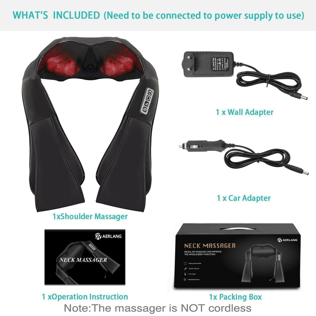 AERLANG Shiatsu Back and Neck Massager, Back Massager Deep Tissue Kneading Neck