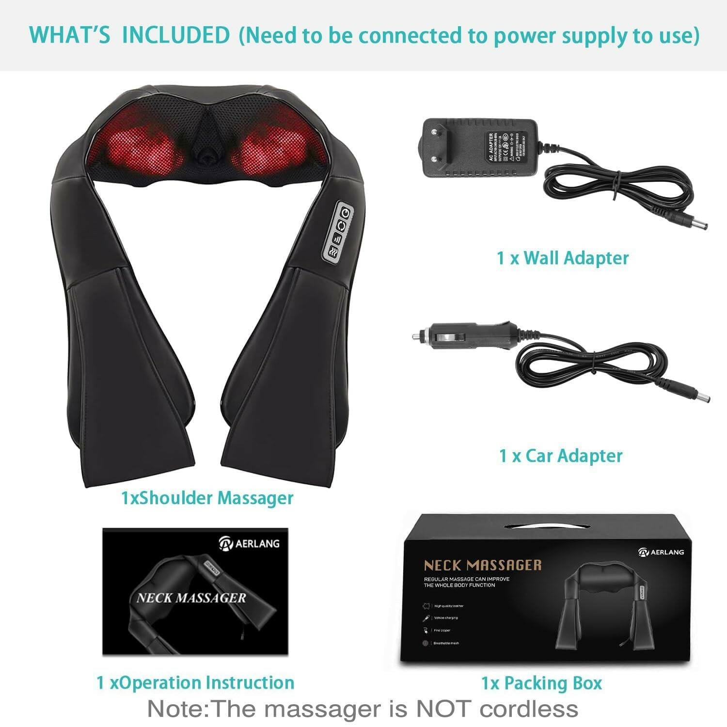 AERLANG Shiatsu Back and Neck Massager, Back Massager Deep Tissue Kneading Neck