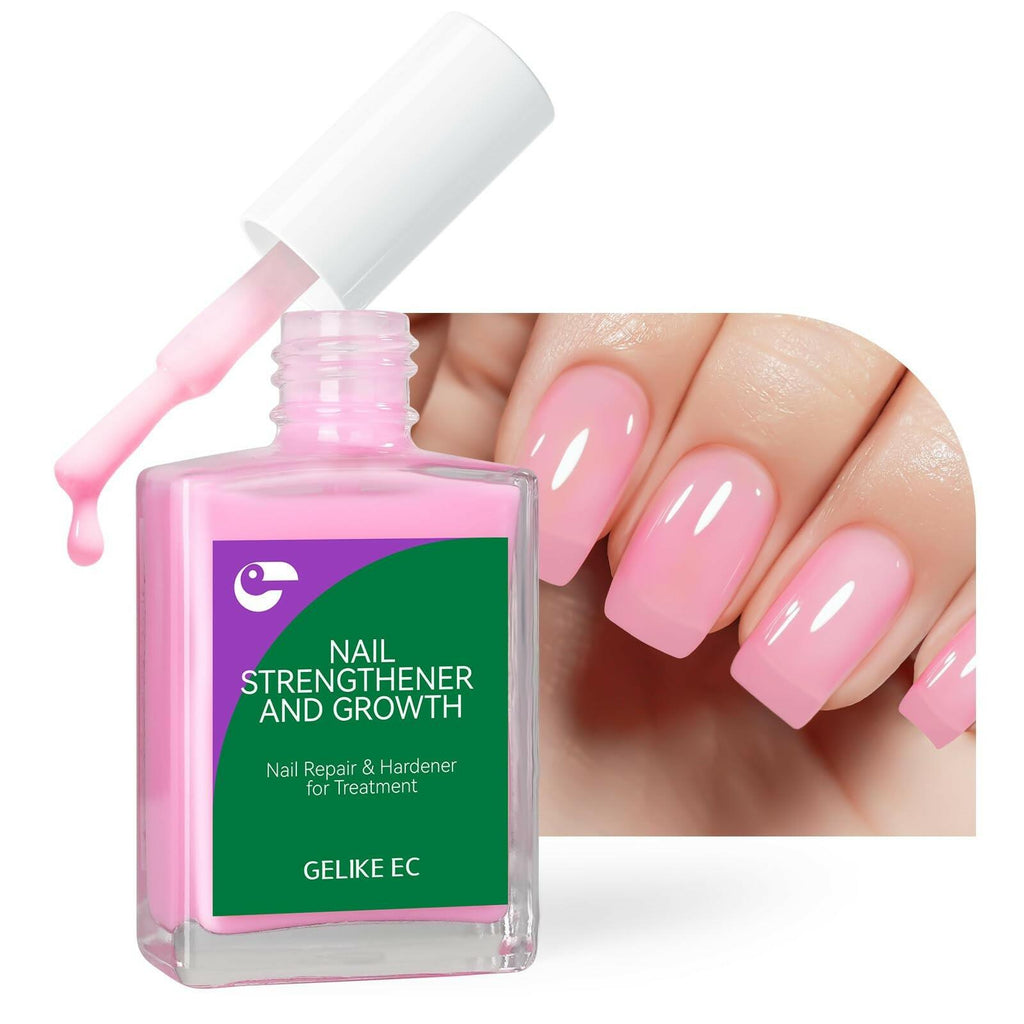 Nail Polish Strengthener and Growth Treatment: Pink Gelike EC 6 in 1 Natural