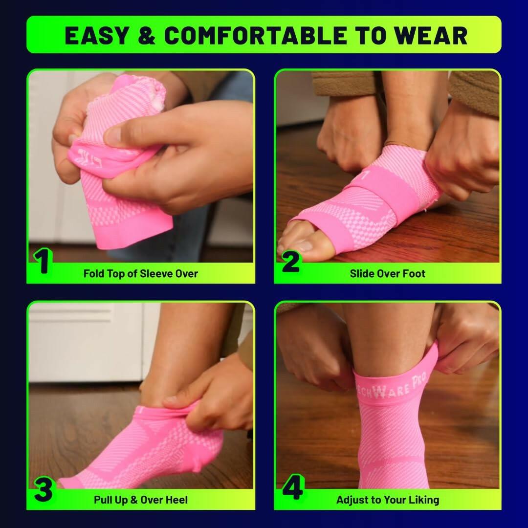 TechWare Pro Ankle Brace Compression Sleeve - Relieves Achilles Tendonitis,