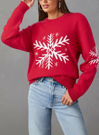 Dokotoo Womens Funny Christmas Sweater 2025 Crewneck Long Sleeve Snow Printed