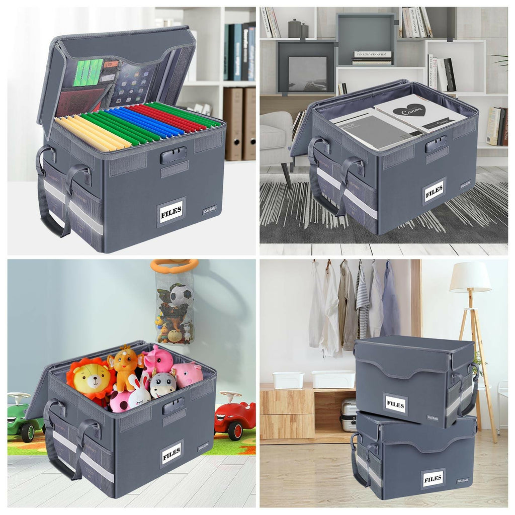 DocSafe Fireproof Document Box with Lock,File Storage Organizer with Zipper