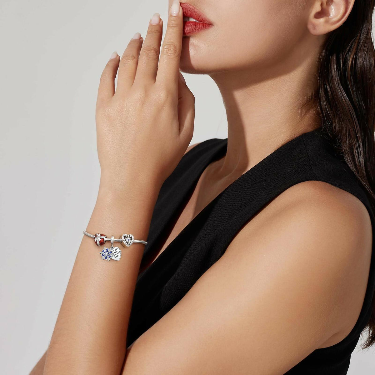 JIAYIQI Christmas Charm Charms Bracelets Love Heart Bead 925 Sterling Silver