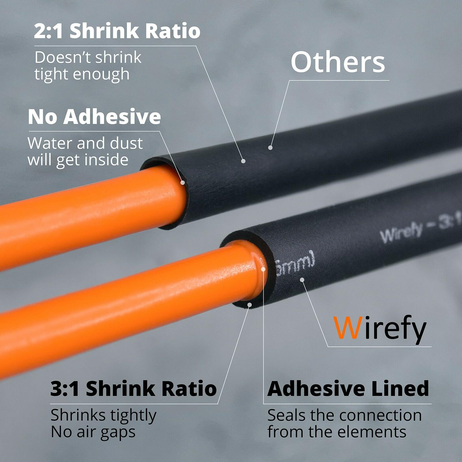 Wirefy | Heat Shrink Tubing - 1/2" inch - 3:1 Ratio - Adhesive Dual Wall