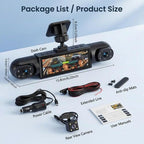 Orderich 4 Channel 360° Dash Camera Front and Rear Inside Left Right, 3.16 Inch