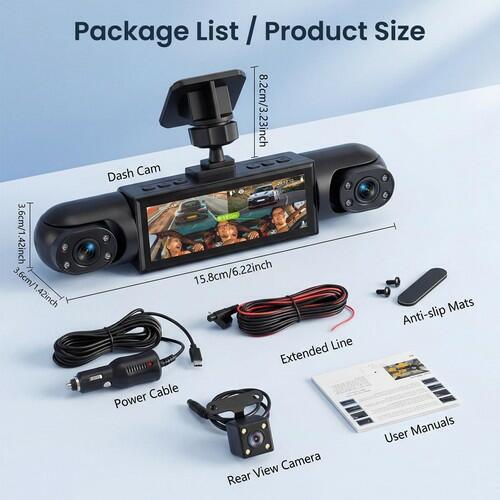 Orderich 4 Channel 360° Dash Camera Front and Rear Inside Left Right, 3.16 Inch