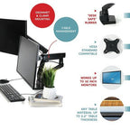 Dual Monitor Arm Stand 35" Screens Adjustable VESA Mount Desk Clamp Black