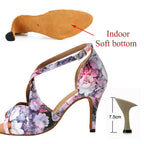 Latin Dance Shoes Women Soft Sole Salsa Tango Sneakers Summer High Heel Sandals
