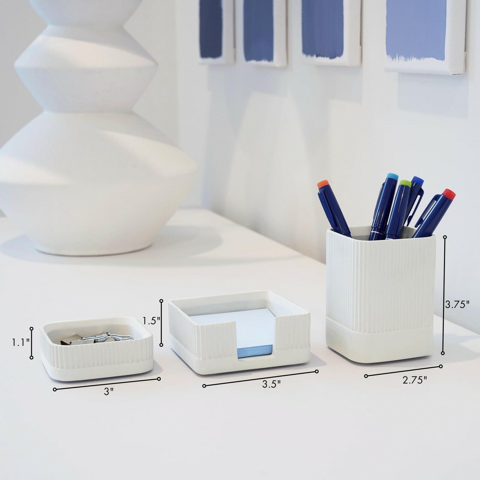 Aesthetic Desk Organizer Set of 3 For Your Office - Sturdy Concrete Desktop