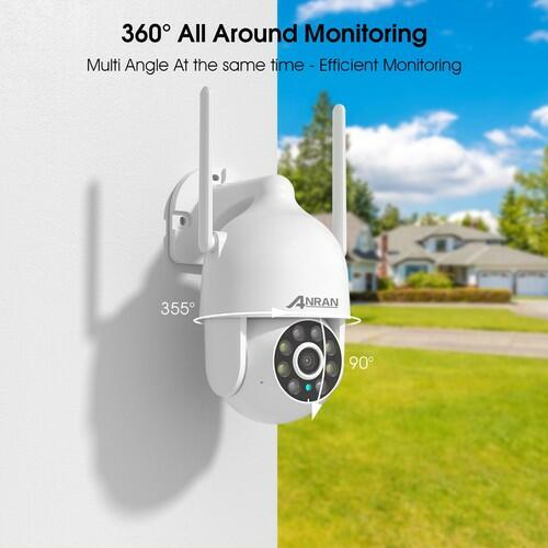 ANRAN 2K WiFi Security Camera Outdoor Dual Band 2.4/5GHz Auto Tracking 2-Way
