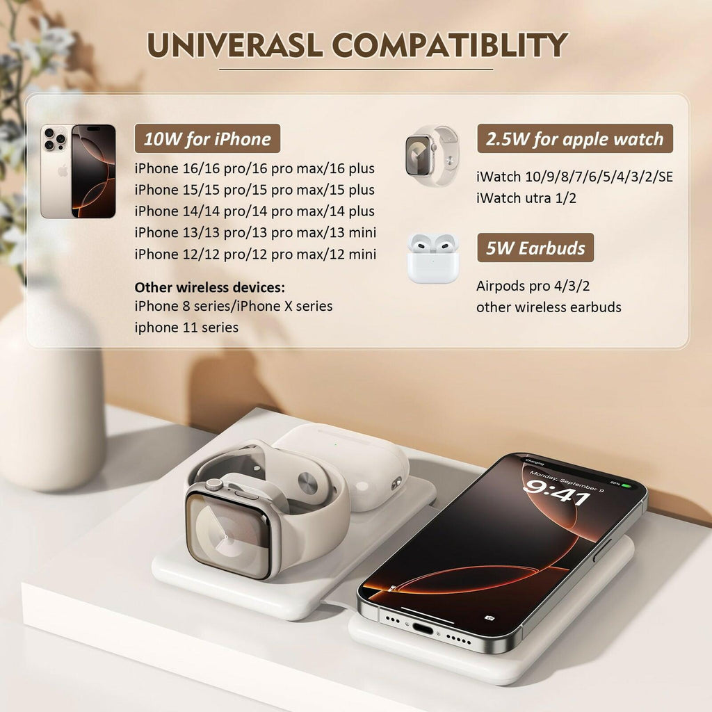Magnetic Wireless Charger for iPhone: 3 in 1 Travel Charging Station for Apple