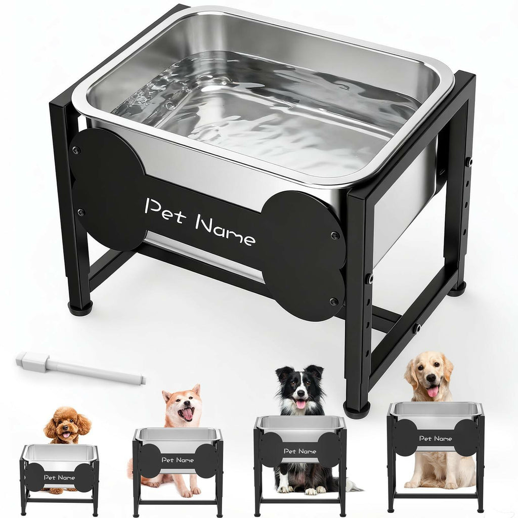 Tivray Elevated Dog Bowl, 2.4 Gallon Adjustable Stainless Steel Water Bowl for